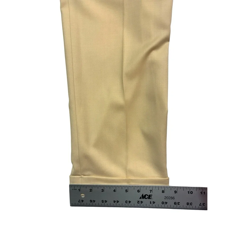 Bespoke Tailored Jacob Young 38x30 Yellow Dress Suit Pants Trousers Wool Pleated